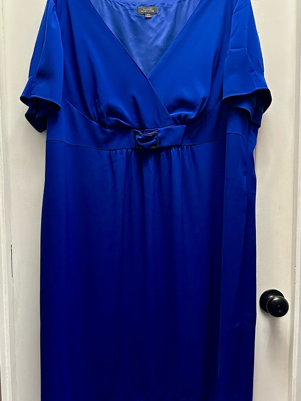 Tahari Plus Size Royal Blue Wrap Dress with Waist Belt